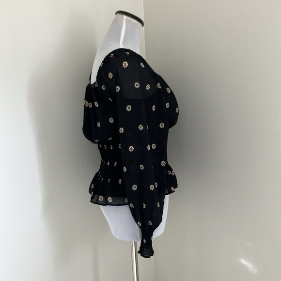 Madewell (Re)sourced Georgette Square-Neck Smock-Waist Top in Bloom Dot - Picture 6 of 12
